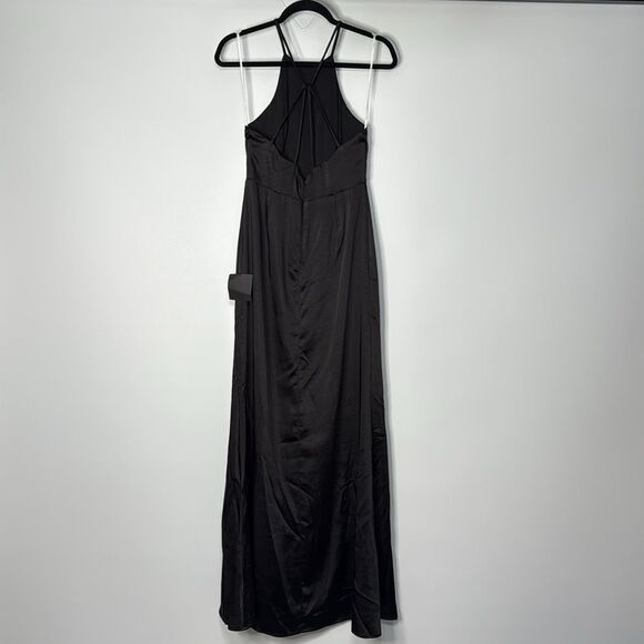 NWT Lulus Make it Elegant Black Satin Strappy Maxi Dress Size Small - Picture 8 of 13